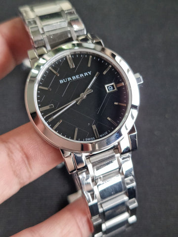 Burberry Men’s Stainless Steel Swiss Made Black Dial 38mm Watch BU9001